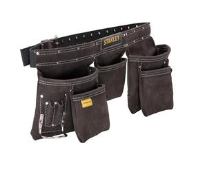 STANLEY Cinturón de herramientas de cuero con bolsa delantal, STST1-80113 | Organizador con múltiples bolsillos, bucle para martillo, cuero de ante de alta calidad y remaches para mayor durabilidad.