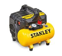Stanley Compresor Aire DN200/8/6 - Inflador Ruedas Coche 8 Bar - Compresor de Aire Portatil 6L - Compresor de Succión sin Aceite 105L/Min - Con Asa y Pies Antideslizantes