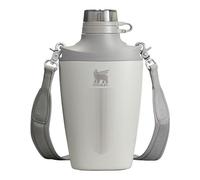 Stanley Cross Bottle - Botella de agua de viaje con correa de jacquard, tapa Tritan a prueba de fugas con popote extraíble, acero inoxidable aislado, sin BPA, color ceniza