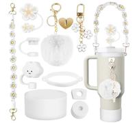 Stanley Cup Accesorios Blanco, 11 Piezas Stanley Cup Spill Stopper Compatible con Stanley Cup 1.2l & 850ml, Tapas de Pajitas para Stanley Cup, Correas para Botella Agua