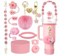 Stanley Cup Accesorios Rosa, 11 Piezas Stanley Cup Spill Stopper Compatible con Stanley Cup 1.2l & 850ml, Tapas de Pajitas para Stanley Cup, Correas para Botella Agua