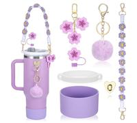 Stanley Cup Accesorios, Spill Stopper Compatible, Moda set de Silicona para Accesorios de La Copa Stanley, Tejido a Mano Protectores Antiderrame (Morado)