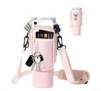 Stanley Cup Bolsa, Stanley Quencher Accesorios, Bolso Stanley Cup con Correa y Bolsillo para Teléfono, Bolsa Portabotellas de Agua, Accesorios Stanley Cup para Senderismo, Viajes, Camping, Rosa