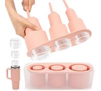 Stanley Cup - Cubitera para cubitos de hielo (3 compartimentos, silicona, con tapa, para Stanleycup 40 Oz Tumbler, cócteles, whisky, juicio), color rosa