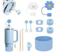Stanley Cup Kit de Accesorios Para Taza, Accesorios Stanley Cup,Cubiertas De Paja Stanley Cup, Fundas De Silicona, Pajitas Reutilizables Para Stanley Accessories (Azul)