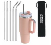 Stanley Cup - Pajitas de repuesto de 40 onzas, acero inoxidable de 10 mm x 315 mm, compatibles con Stanley 2.0 y Quencher, pajitas de metal largas reutilizables con bolsa y cepillo de limpieza