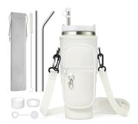 Stanley Cup - Soporte para botella de agua (40 oz, con compartimento para teléfono móvil, correa ajustable y accesorios Stanley, para viajes, senderismo, ciclismo, camping, color beige)
