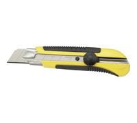 STANLEY Cutter con sistema de bloqueo 25mm, Bi-material Dynagrip, Portacuchillas, Resistente a la corrosión, Cuchilla incisora de 7 segmentos, Suministrado con 1 cuchilla, 1-10-425