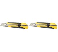 STANLEY Cutter con sistema de bloqueo 25mm, Bi-material Dynagrip, Portacuchillas, Resistente a la corrosión, Cuchilla incisora de 7 segmentos, Suministrado con 1 cuchilla, 0-10-425 (Paquete de 2)