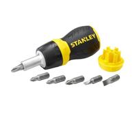 Stanley Destornillador de carraca 0-66-358, porta-puntas bimaterial, 6 puntas, cabeza magnética