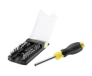 STANLEY Destornillador multipuntas, juego de 34 piezas, STHT0-70885 | Mango cómodo, soporte magnético para puntas, Maletín incluido, diseño Compacto