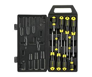 STANLEY Destornilladores Pozidriv y planos ergonómicos 10 piezas, 2-65-014 | Barra de acero cromo vanadio antioxidante, alto par, puntas magnéticas y mango ergonómico codificado por colores.