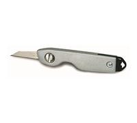 STANLEY Escalpelo de Bolsillo, con Hoja Retráctil, Cuerpo Metálico, longitud 110mm, Incluye 2 Hojas de Repuesto en su Interior, Compacto y Duradero, 0-10-598
