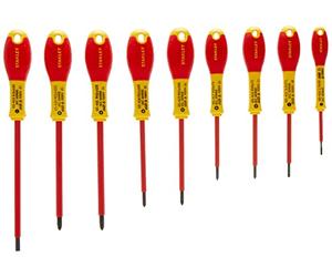 STANLEY FATMAX 0-62-573 Juego de 10 Destornilladores Aislados Fatmax Puntas Plana Pozidrivee y Phillips