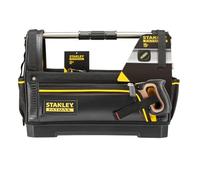 STANLEY FATMAX Bolsa de herramientas abierta, 48x25x33 cm, nylon 600 denier, base rígida impermeable, asa de acero recubierta de caucho, múltiples compartimentos, 1-93-951