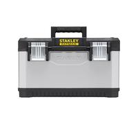 STANLEY FATMAX Caja de Herramientas Metálica 49,7cm, Clips Metálicos Anticorrosión, Asa Bimaterial, Estructura de Metal y Polipropileno, Almacenamiento Vertical, 1-95-615
