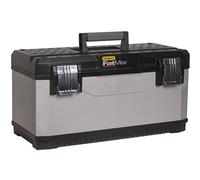 STANLEY FATMAX Caja de Herramientas Metálica 58,4cm, Clips Metálicos Anticorrosión, Asa Bimaterial, Estructura de Metal y Polipropileno, Almacenamiento Vertical, 1-95-616