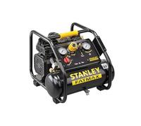 Stanley Fatmax Compresor, 6 litros, 8 bar, silencioso sin aceite, modelo horizontal, 1,5 cv, 160 l/min caudal de aire, portátil, negro amarillo, apto para inflado y herramientas neumáticas ligeras