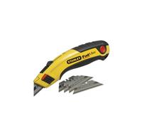 Stanley Fatmax Cuchillo De Utilidad Retráctil 5 Unidades Con Hojas De Carburo De Tungsteno, Sistema Instant Change Sin Herramientas, 4 Posiciones De Corte, Cuerpo De Acero Bi-material