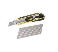 STANLEY 0-10-481, Cúter de gama Fatmax, Ancho de cuchilla 18 mm, Bloqueo y recarga automática de la cuchilla, Carro de acero inoxidable, Suministrado con 6 cuchillas