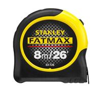 STANLEY FATMAX Flexómetro Blade Armor, Cinta metríca de largo 8m x ancho 32mm, Caja Bimateria Antideslizante, Recubrimiento Mylar antiabrasión y anticorrosión, 0-33-726