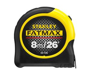 STANLEY FATMAX Flexómetro Blade Armor, Cinta metríca de largo 8m x ancho 32mm, Caja Bimateria Antideslizante, Recubrimiento Mylar antiabrasión y anticorrosión, 0-33-726