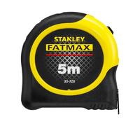 STANLEY FATMAX Flexómetro de 5m con Revestimiento Blade Armor Classic, Cinta Métrica, Gruesa y Duradera, Gancho de 3 Remaches, Caja Antideslizante, Clip al Cinturón - 0-33-720