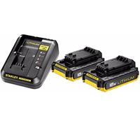 STANLEY FATMAX FMC693D2-QW - Pack Cargador de 2Ah con 2 baterías de litio 18V de 2Ah