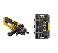 STANLEY FATMAX FMC761B-XJ - Amoladora angular 18V, 125mm, 8500 rpm, Robusta y ergonómica, No incluye batería ni cargador + STA88561-XJ - Juego de brocas para mampostería, metal y madera