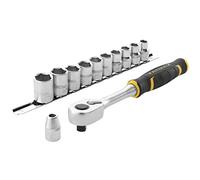 Juego de trinquete Stanley FatMax de 22 piezas de 3/8" con cabezales de 12 puntas, 8-17 mm FMMT82680-0