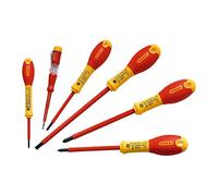 STANLEY FATMAX Juego de 6 Destornilladores Aislados, 3 Planos, 2 Phillips, 1 Test de Voltaje, Mango Bimateria Ergonómico, Aislamiento 1.000V a.c, Código de Color para Identificación, 0-65-441