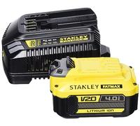 STANLEY FATMAX Kit de Batería y Cargador V20 Litio 18V 4Ah, sin efecto memoria, alta autonomía, indicador LED, carga de hasta 60 min para batería de 4Ah, SFMCB14M1-QW