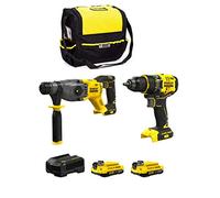 STANLEY FatMax Kit SVK20222A (Taladro Atornillador SFMCD720 + Martillo SFMCH900 + 2 Baterías de 2,0 Ah + Cargador + Bolsa M)