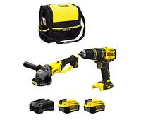 STANLEY FatMax Kit SVK20224A (Taladro Percutor SFMCD721 + Mini-Amoladora SFMCG400 + 2 Baterías de 4,0 Ah + Cargador + Bolsa M)