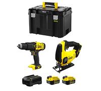 STANLEY FatMax Kit SVK205 (Taldro Percutor SFMCD711 + Sierra de Calar SFMCS600 + 2 Baterías de 4,0 Ah + Cargador + TSTAK VI)