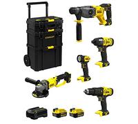STANLEY FatMax Kit SVK501 (SFMCH900 + SFMCG400 + SFMCD711 + SFMCF800 + SFMCL020 + 2 Baterías de 4,0 Ah + Cargador + Carro 3en1)