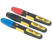 Stanley - FatMax Marcador FatMax punta biselada - Blister 3 uds (negro, rojo, azul) 0-47-315