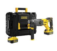 STANLEY FATMAX Martillo SDS-Plus V20 18V, Motor Sin Escobillas, 2J Impacto, 3 Modos (rotativo, percutor y cincelador), Incluye: 2 Baterías 4.0Ah, Cargador, Maletín PRO-STACK, SFMCH900M22-QW
