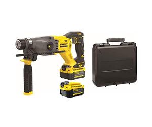 STANLEY FATMAX Martillo SDS-Plus V20 18V, Motor Sin Escobillas, 2J Impacto, 3 Modos (rotativo, percutor y cincelador), Incluye: 2 Baterías 4.0Ah, Cargador, Maletín PRO-STACK, SFMCH900M22-QW
