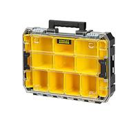 STANLEY FATMAX Organizador con Tapa Transparente PRO-STAK, Compartimentos Extraíbles, Conexión Modular, Cierres Laterales, Tapa Resistente a Impactos, FMST82967-1