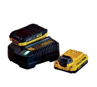 STANLEY FATMAX - Paquete de 2 Baterías V20 18V Li-Ion 2Ah con Cargador Rápido V20 Li-Ion 18V 2A y Indicador LED, SFMCB12D2-QW