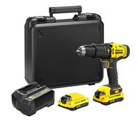 STANLEY FATMAX SFMCD711C2K-QW - Taladro Percutor 18V, Gama V20, Par de giro máx. 50 Nm, Engranaje planetario de 2 velocidades, Luz LED, Incl. 2 baterías 1,5 Ah, cargador y maletín