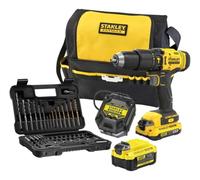 STANLEY FATMAX SFMCD711DMA-QW - Taladro Atornillador de Impacto V20, 18V, 2 velocidades, Incl. set de accesorios de 50 piezas, 1 batería de 2.0 Ah, 1 batería de 4.0 Ah y una bolsa de herramientas
