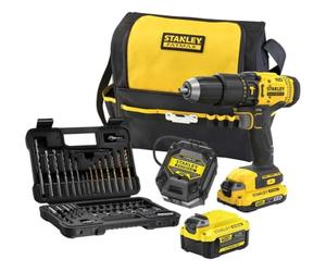 STANLEY FATMAX SFMCD711DMA-QW - Taladro Atornillador de Impacto V20, 18V, 2 velocidades, Incl. set de accesorios de 50 piezas, 1 batería de 2.0 Ah, 1 batería de 4.0 Ah y una bolsa de herramientas