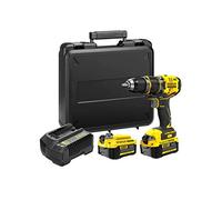 STANLEY FATMAX SFMCD721M2K-QW - Taladro Percutor 18V, Gama V20, Motor sin escobillas, Par máx. 80 Nm, Engranaje metálico de 2 velocidades, Luz LED, Incl. 2 baterías 4,0 Ah, cargador y maletín