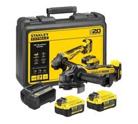 STANLEY FATMAX Mini Amoladora V20 Litio 18V, motor sin escobillas, Velocidad 8000 rpm, 3 posiciones de mango, Incluye: maletín, 2 baterías 4Ah, cargador 2Ah, empuñadura lateral, SFMCG700M2K-QW