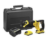 STANLEY FATMAX Sierra sable V20 Litio 18V, Velocidad hasta 3000 cpm, longitud de carrera 25mm, incluye 2 baterías 2Ah, cargador y maletín, SFMCS300D2K-QW