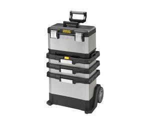 STANLEY FATMAX Taller Móvil Metálico, Carro de Herramientas, Caja Versátil para Piezas Pequeñas y Grandes, Ruedas 17cm, Cierres Metálicos Antioxidantes, 1-95-622