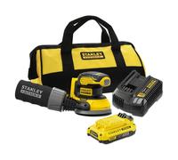 STANLEY FATMAX V20 Lijadora roto orbital INALÁMBRICA, 18V, SFMCW220D1S-QW | Incluye batería de 2.0 Ah, cargador y bolsa flexible, sistema de recolección de polvo