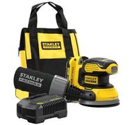STANLEY FATMAX V20 Lijadora rotorbital sin cable 18V, SFMCW220D1S-QW | Incluye batería 2,0Ah, cargador y bolsa blanda, recogida de polvo, interruptor sellado y diseño ligero.